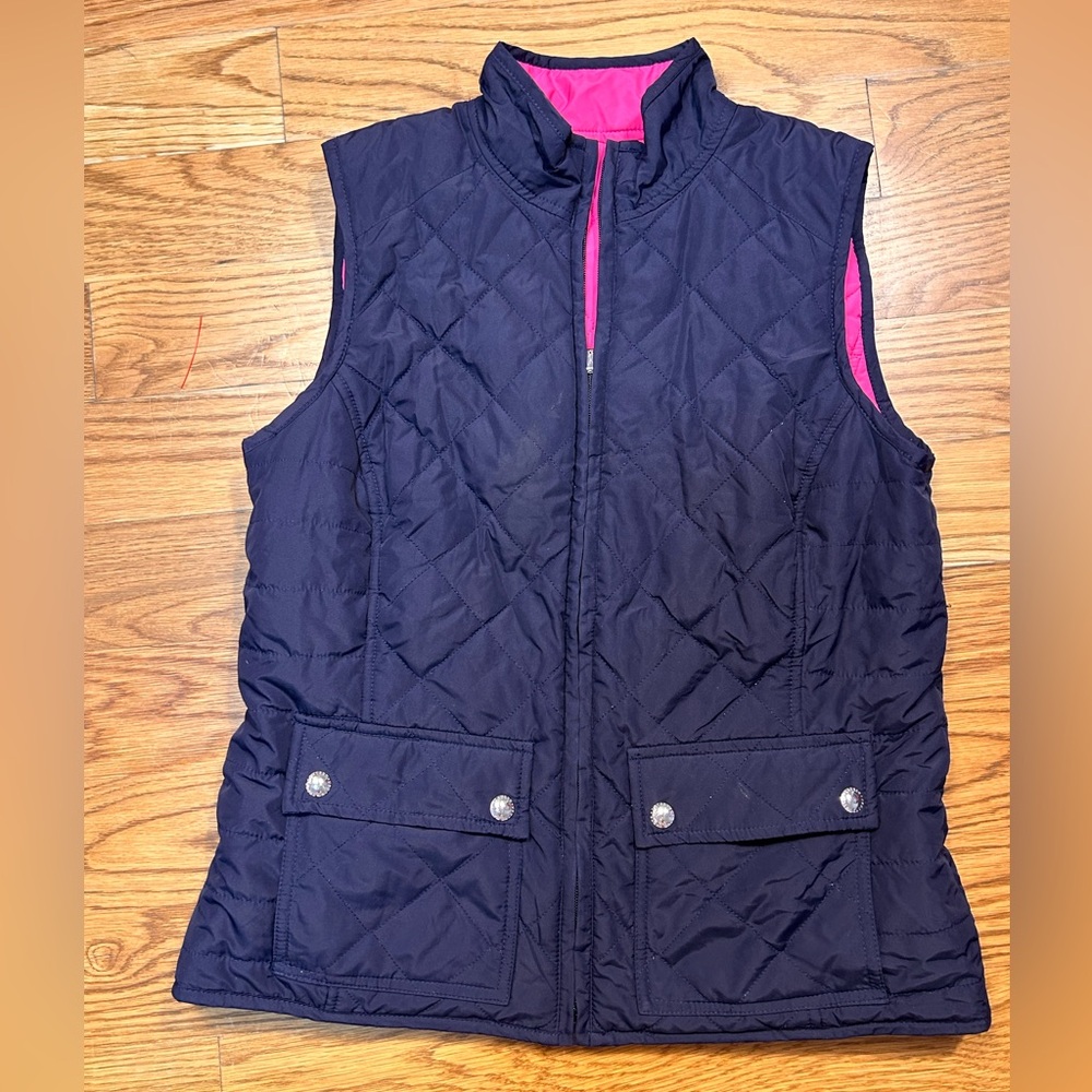 Lauren-RL Women's Sleeveless‎ Red Fleece Lined Full Zip Reversible Vest Size S